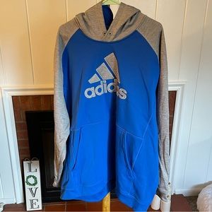 Pre Owned Mens Adidas Climawarm Hoodie 4XLT Blue and Gray